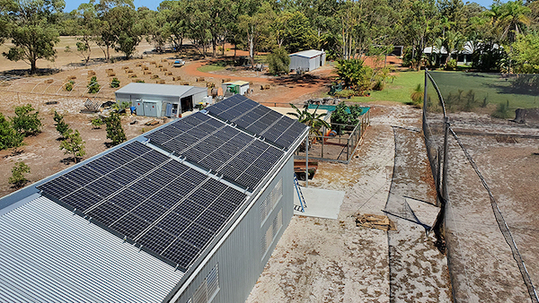 Solar panels at Kalyakool Farm supply 14 kWh of energy for storage by Redflow batteries